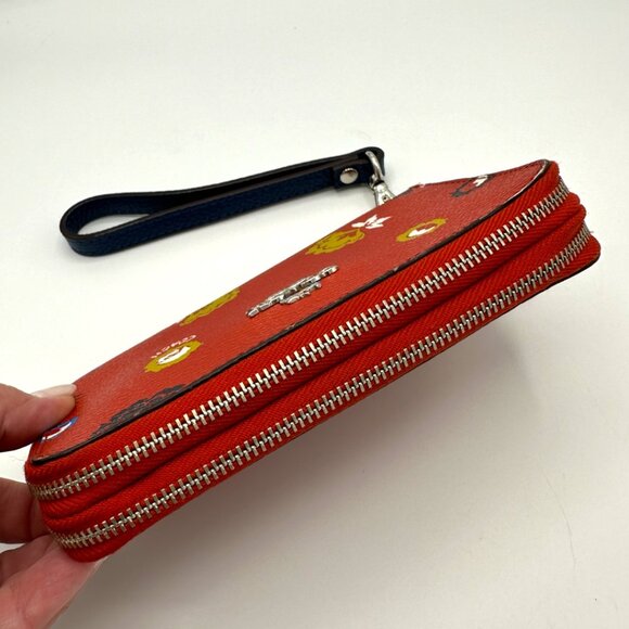 EUC Coach Wild Prairie Print Coated Canvas Double Zip Wallet/Wristlet #F53966 - Picture 5 of 13